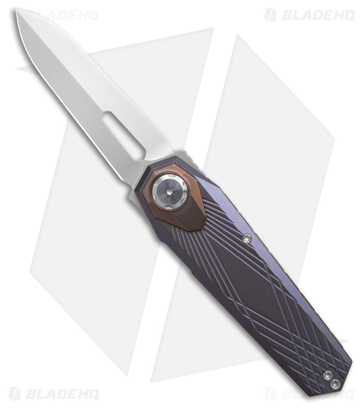 REMETTE RT-Infinite Power Button Lock Knife Grilled Blue Ti/Bronze Ti (3.1" BB)