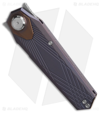 REMETTE RT-Infinite Power Button Lock Knife Grilled Blue Ti/Bronze Ti (3.1" BB)