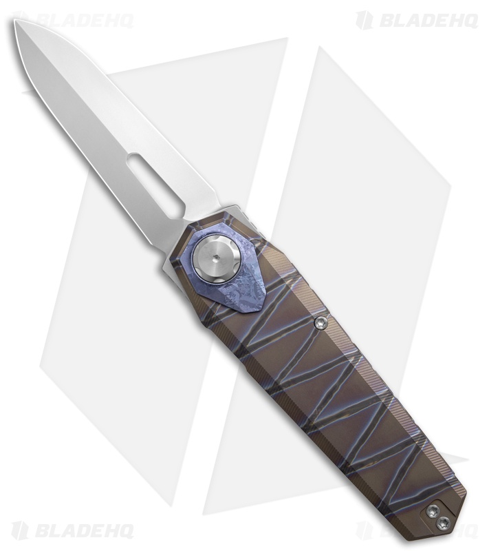 REMETTE RT-Infinite Power Button Lock Knife Tiger Pattern Ti (3.1" Stonewash)