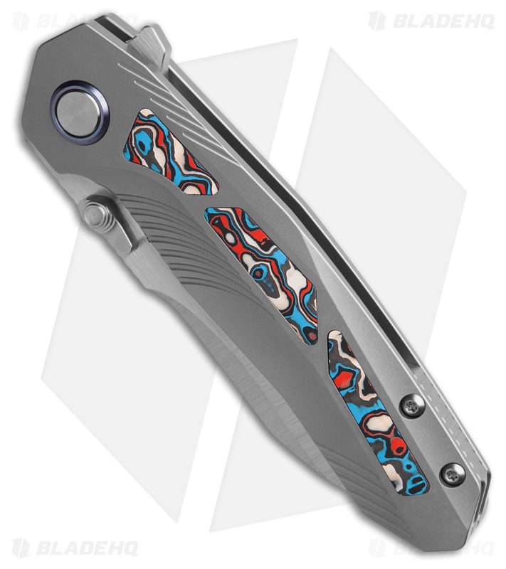REMETTE RT-Kestrel Frame Lock Knife Ti + Red/White/Blue/Black CF (2.8" Satin)