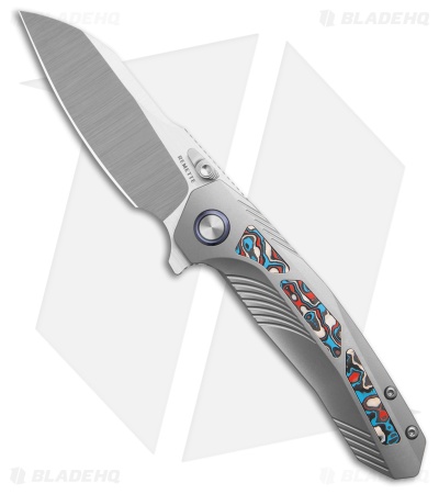 REMETTE RT-Kestrel Frame Lock Knife Ti + Red/White/Blue/Black CF (2.8" Satin)