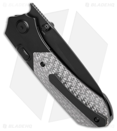 REMETTE RT-Meteor Button + Liner Lock Knife Black Ti/ Silver CF (3" Black)