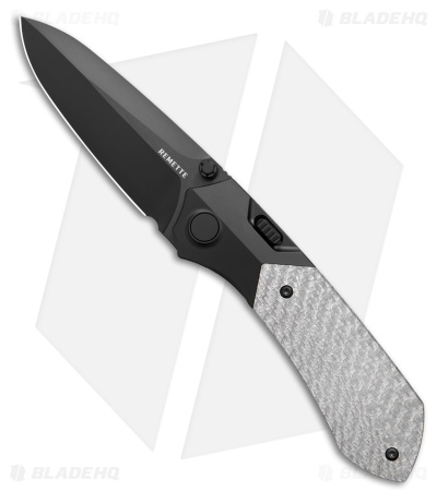 REMETTE RT-Meteor Button + Liner Lock Knife Black Ti/ Silver CF (3" Black)