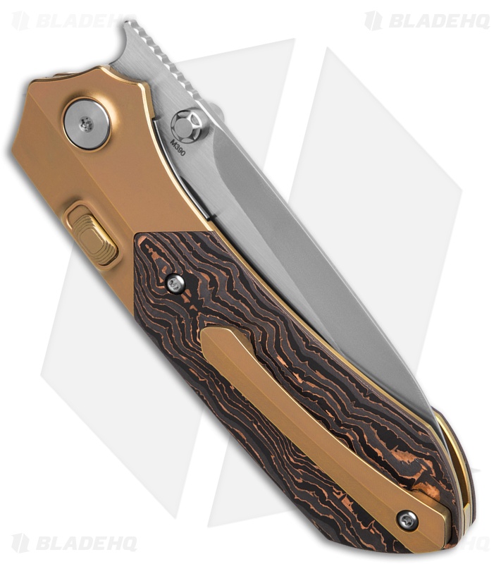 REMETTE RT-Meteor Button + Liner Lock Knife Copper Ti/Copper CF (3" Pearlescent)