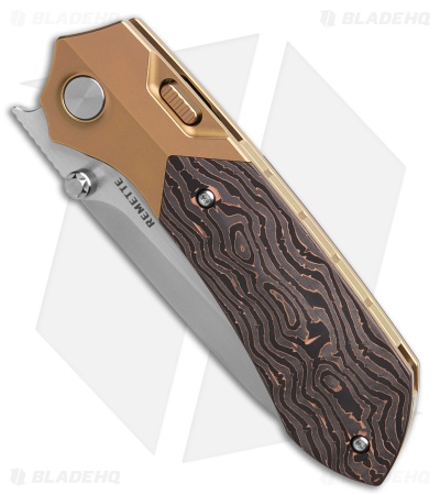 REMETTE RT-Meteor Button + Liner Lock Knife Copper Ti/Copper CF (3" Pearlescent)