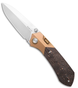 REMETTE RT-Meteor Button + Liner Lock Knife Copper Ti/Copper CF (3" Pearlescent)