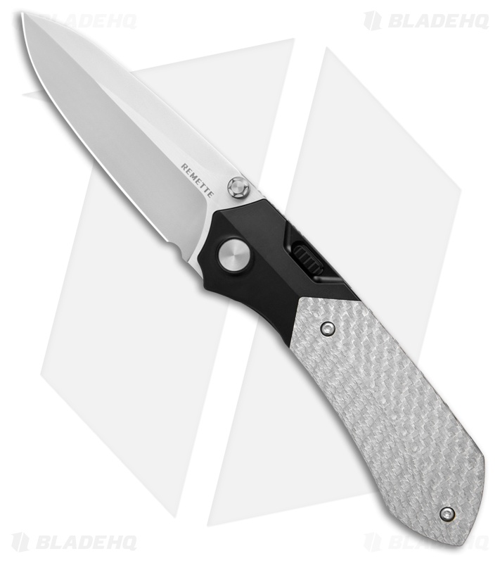 REMETTE RT-Meteor Button + Liner Lock Knife Ti + Silver CF (3" Pearlescent)