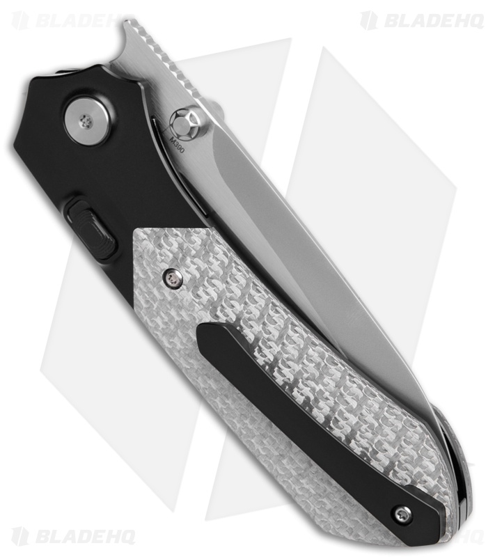 REMETTE RT-Meteor Button + Liner Lock Knife Ti + Silver CF (3" Pearlescent)