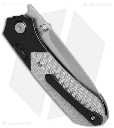 REMETTE RT-Meteor Button + Liner Lock Knife Ti + Silver CF (3" Pearlescent)