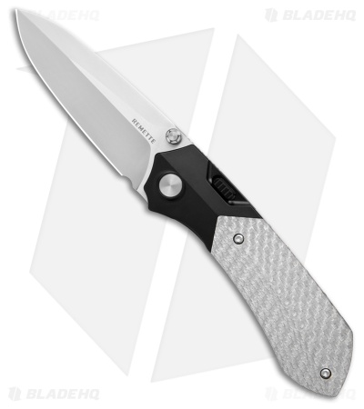 REMETTE RT-Meteor Button + Liner Lock Knife Ti + Silver CF (3" Pearlescent)