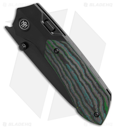 REMETTE RT-Meteor Button Liner Lock Knife Black Ti/Kelp Bed CF (3" DLC)