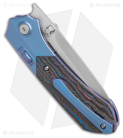 REMETTE RT-Meteor Button Liner Lock Knife Blue Ti/Multicolor CF (3" Pearlescent)