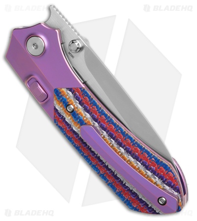 REMETTE RT-Meteor Button Liner Lock Knife Purple Ti/Multicolor (3" Pearlescent)