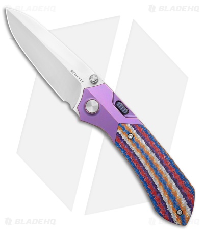 REMETTE RT-Meteor Button Liner Lock Knife Purple Ti/Multicolor (3" Pearlescent)