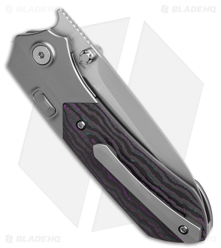 REMETTE RT-Meteor Button Liner Lock Knife Ti/Jazzy CF (3" Pearlescent)