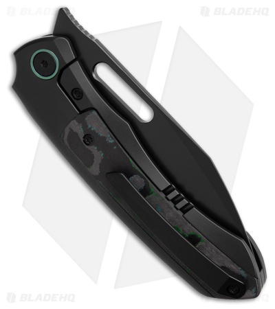 REMETTE RT-Orca Button Frame Lock Knife Black Ti/Kelp Bed CF (3.2" DLC)