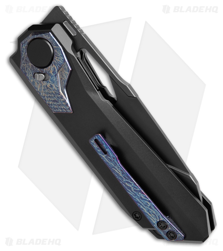 REMETTE RT-Peregrine Falcon Button Lock Knife Titanium + Lightning (3.2" Black)