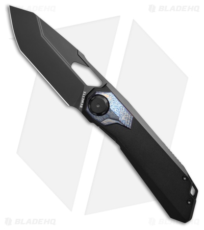 REMETTE RT-Peregrine Falcon Button Lock Knife Titanium + Lightning (3.2" Black)