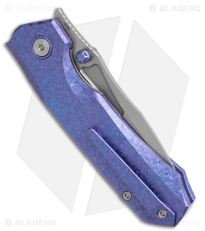 REMETTE RT-Rhino Button + Liner Lock Crystallized Blue Ti (3.1" Pearlescent)