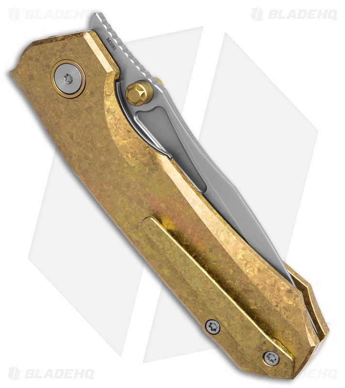 REMETTE RT-Rhino Button + Liner Lock Crystallized Gold Ti (3.1" Pearlescent)