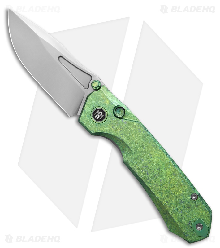 REMETTE RT-Rhino Button + Liner Lock Crystallized Green Ti (3.1" Pearlescent)