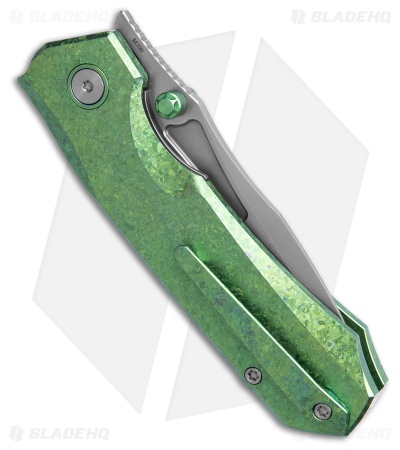 REMETTE RT-Rhino Button + Liner Lock Crystallized Green Ti (3.1" Pearlescent)