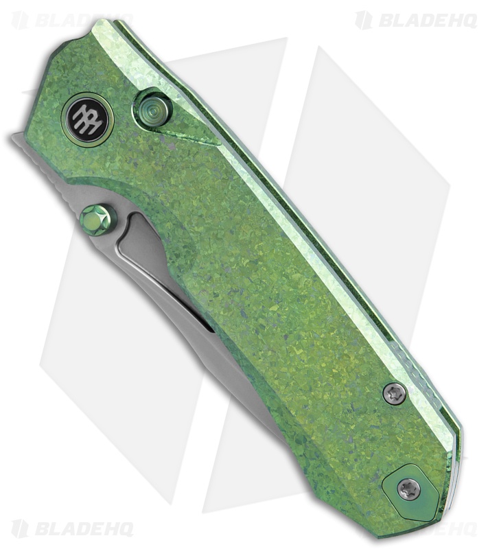 REMETTE RT-Rhino Button + Liner Lock Crystallized Green Ti (3.1" Pearlescent)