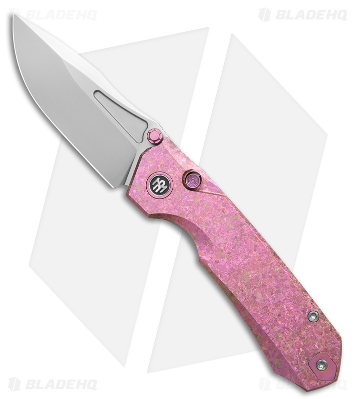 REMETTE RT-Rhino Button + Liner Lock Crystallized Pink Ti (3.1"  Pearlescent)