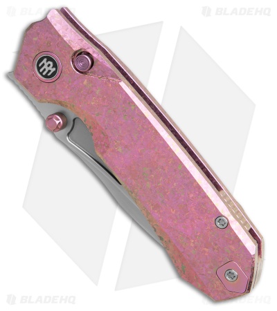 REMETTE RT-Rhino Button + Liner Lock Crystallized Pink Ti (3.1"  Pearlescent)