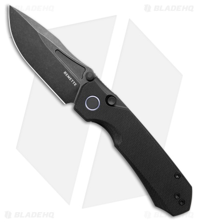 REMETTE RT-Rhino Button + Liner Lock Knife Black G-10 (3.1" Black SW)