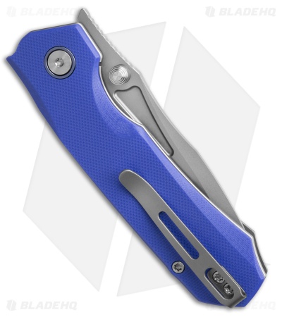 REMETTE RT-Rhino Button + Liner Lock Knife Blue G-10 (3.1" Sandblast)