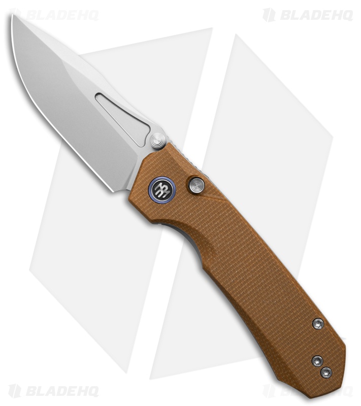 REMETTE RT-Rhino Button + Liner Lock Knife Brown Micarta (3.1" Sandblast)