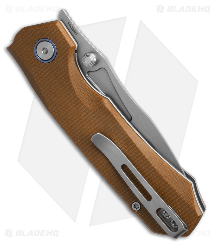 REMETTE RT-Rhino Button + Liner Lock Knife Brown Micarta (3.1" Sandblast)