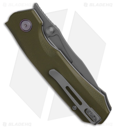 REMETTE RT-Rhino Button + Liner Lock Knife Green G-10 (3.1" Sandblast)