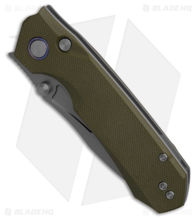 REMETTE RT-Rhino Button + Liner Lock Knife Green G-10 (3.1" Sandblast)