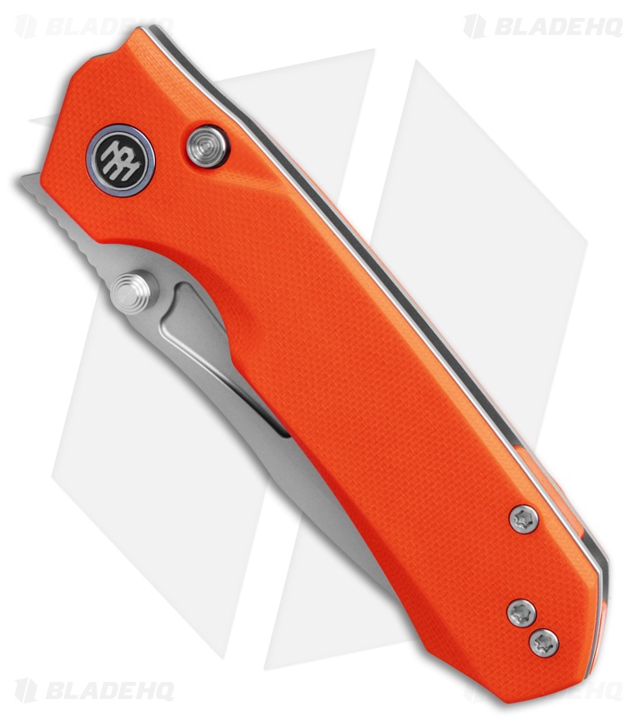 REMETTE RT-Rhino Button + Liner Lock Knife Orange G-10 (3.1" Sandblast)
