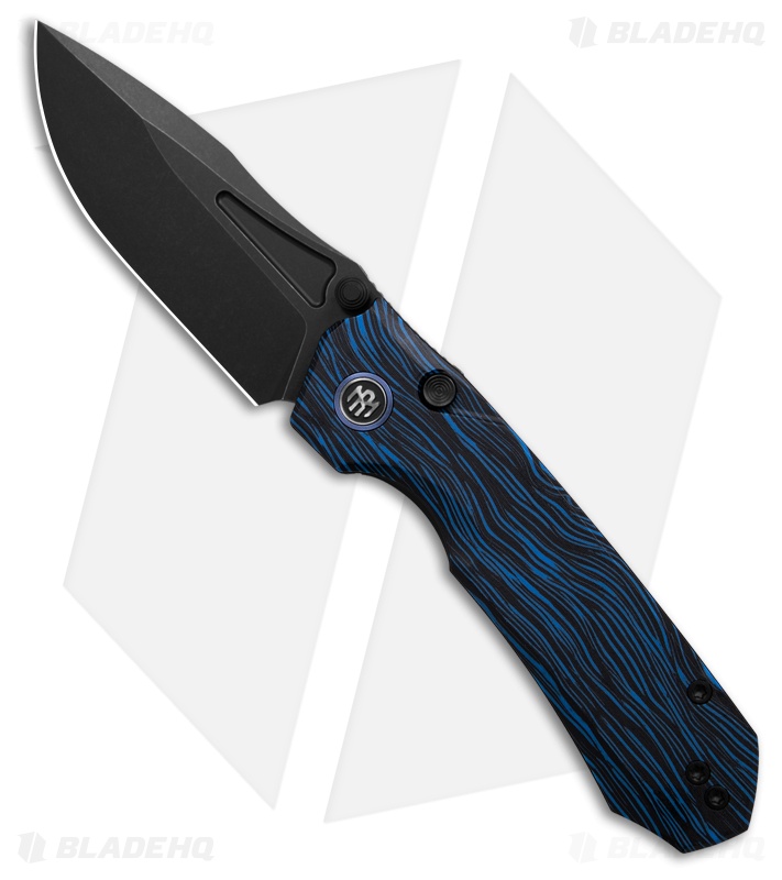 REMETTE RT-Rhino Button + Liner Lock Black/Blue G-10 (3.1" Black)
