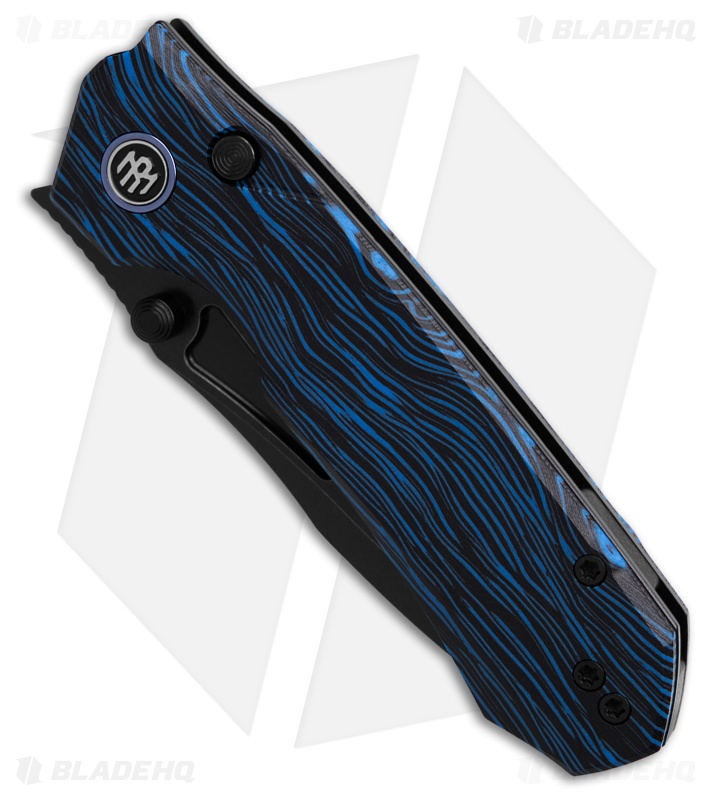 REMETTE RT-Rhino Button + Liner Lock Black/Blue G-10 (3.1" Black)