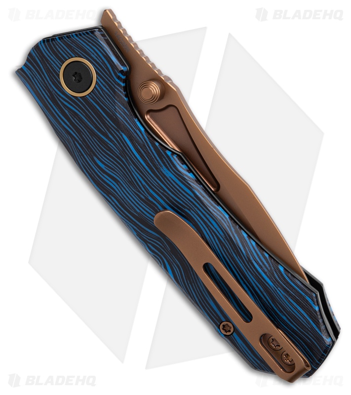 REMETTE RT-Rhino Button + Liner Lock Black/Blue G-10 (3.1" Bronze)