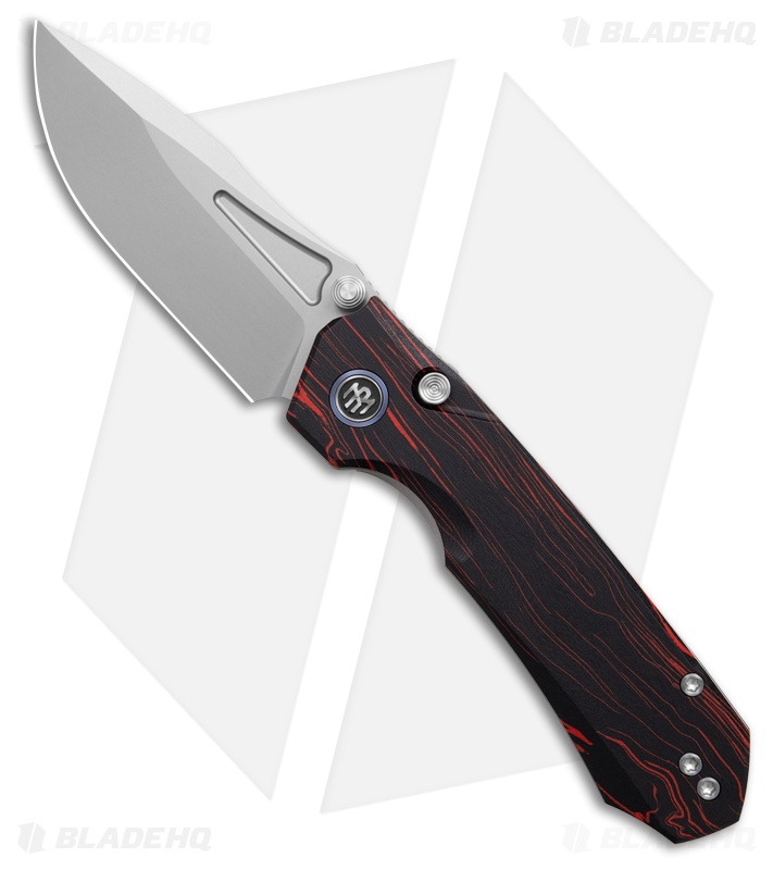 REMETTE RT-Rhino Button + Liner Lock Black/Red G-10 (3.1" Bead Blasted)