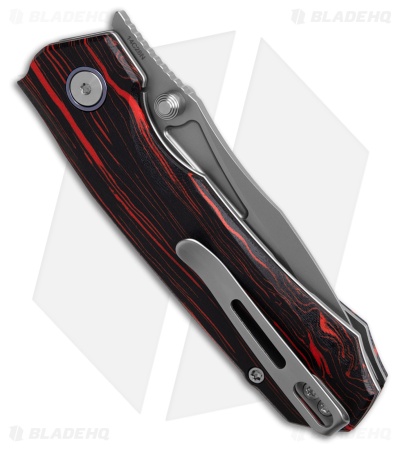 REMETTE RT-Rhino Button + Liner Lock Black/Red G-10 (3.1" Bead Blasted)