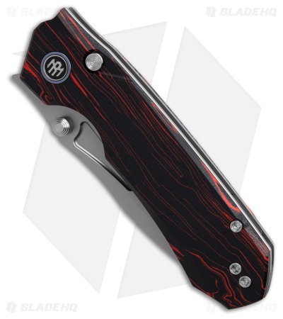 REMETTE RT-Rhino Button + Liner Lock Black/Red G-10 (3.1" Bead Blasted)