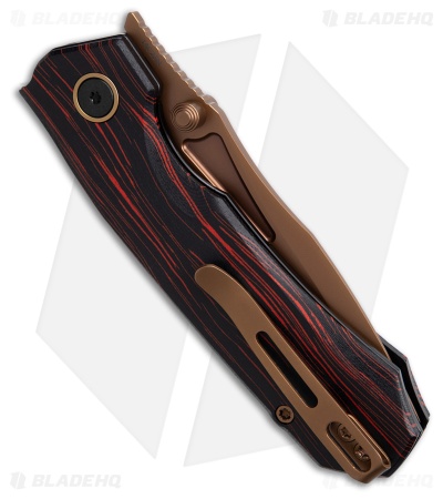 REMETTE RT-Rhino Button + Liner Lock Black/Red G-10 (3.1" Bronze)
