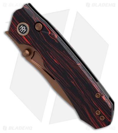 REMETTE RT-Rhino Button + Liner Lock Black/Red G-10 (3.1" Bronze)