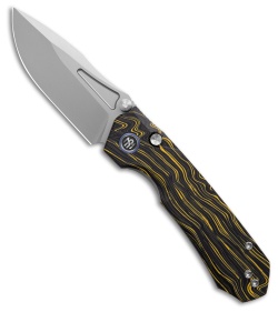 REMETTE RT-Rhino Button + Liner Lock Black/Yellow G-10 (3.1" Bead Blasted)