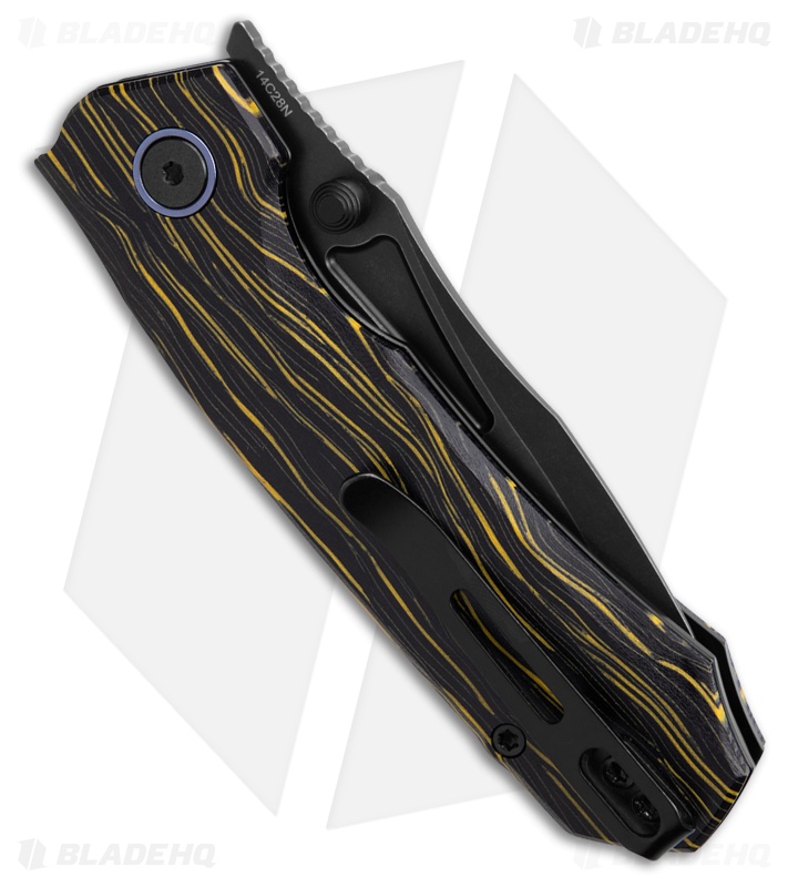 REMETTE RT-Rhino Button + Liner Lock Black/Yellow G-10 (3.1" Black)