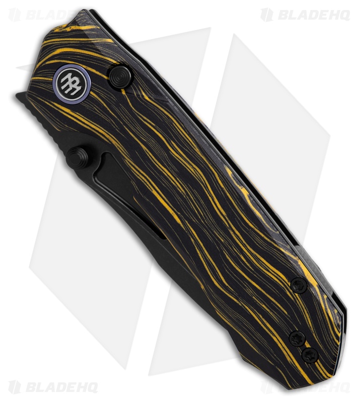REMETTE RT-Rhino Button + Liner Lock Black/Yellow G-10 (3.1" Black)