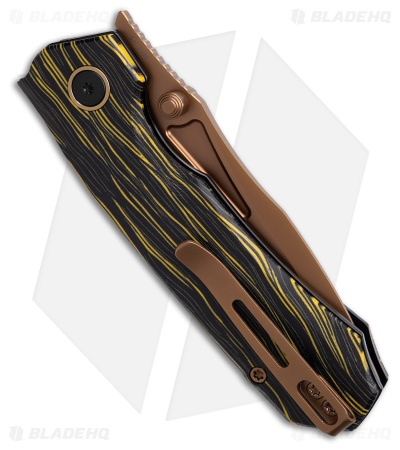 REMETTE RT-Rhino Button + Liner Lock Black/Yellow G-10 (3.1" Bronze)