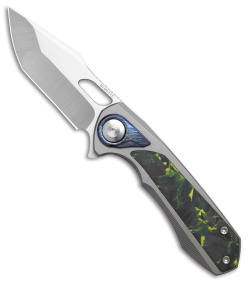 REMETTE RT-Saker Falcon Frame Lock Knife Ti + Green/Black CF (3" Satin)