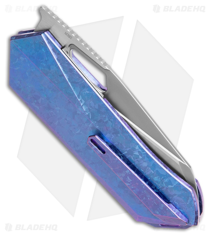 REMETTE RT-Woodpecker Liner Lock Knife Blue Titanium (3" Pearlescent)